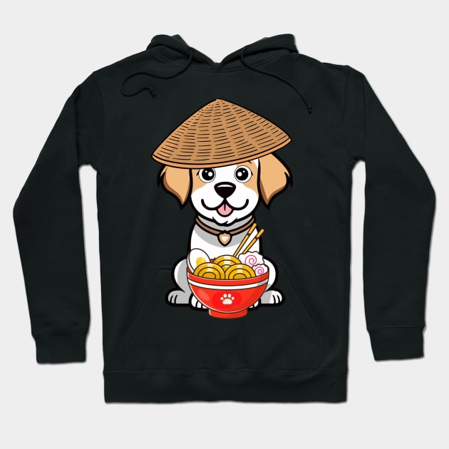 Funny happy dog is eating noodles Hoodie by Pet Station